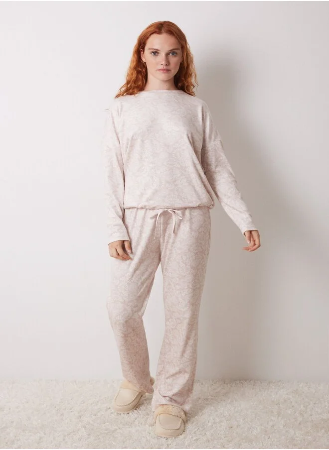 women'secret Long Pink Velvet Pyjamas