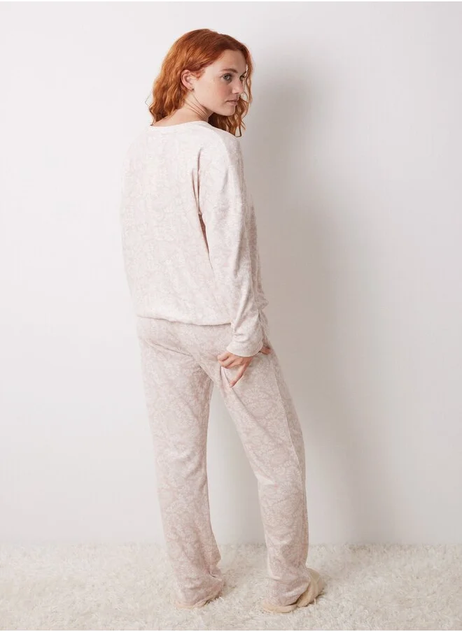 women'secret Long Pink Velvet Pyjamas