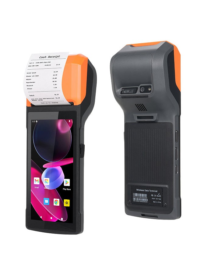 Handheld Android 13.0 POS Receipt Printer PDA Terminal Support 1D Barcode Scanner and 2D Scanning Head 4G NFC Card Reading WiFi BT Communication