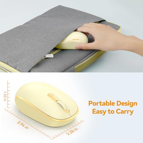 TECKNET Wireless Mouse, 2.4G Quiet Computer Mouse with USB Receiver, 4 Buttons Portable Cordless Mice for Chromebook, Laptop, PC, Mac, 800/1200/1600 DPI - Yellow - Image 4