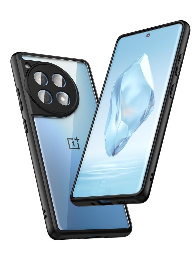 ماركة غير محددة - متوافق مع حافظة Oneplus 12R 5G/Oneplus Ace 3 الشفافة، مقاومة للصدمات من الدرجة العسكرية ومضادة للاصفرار، حافظة هاتف واقية نحيفة وغطاء كامل من الصدمات مع عدسة كاميرا واقية - أسود - Image 1