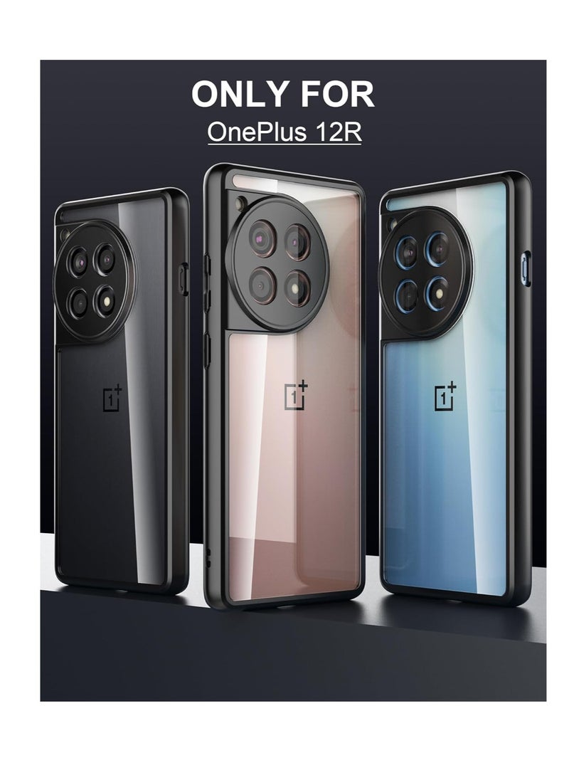 ماركة غير محددة - متوافق مع حافظة Oneplus 12R 5G/Oneplus Ace 3 الشفافة، مقاومة للصدمات من الدرجة العسكرية ومضادة للاصفرار، حافظة هاتف واقية نحيفة وغطاء كامل من الصدمات مع عدسة كاميرا واقية - أسود - Image 1