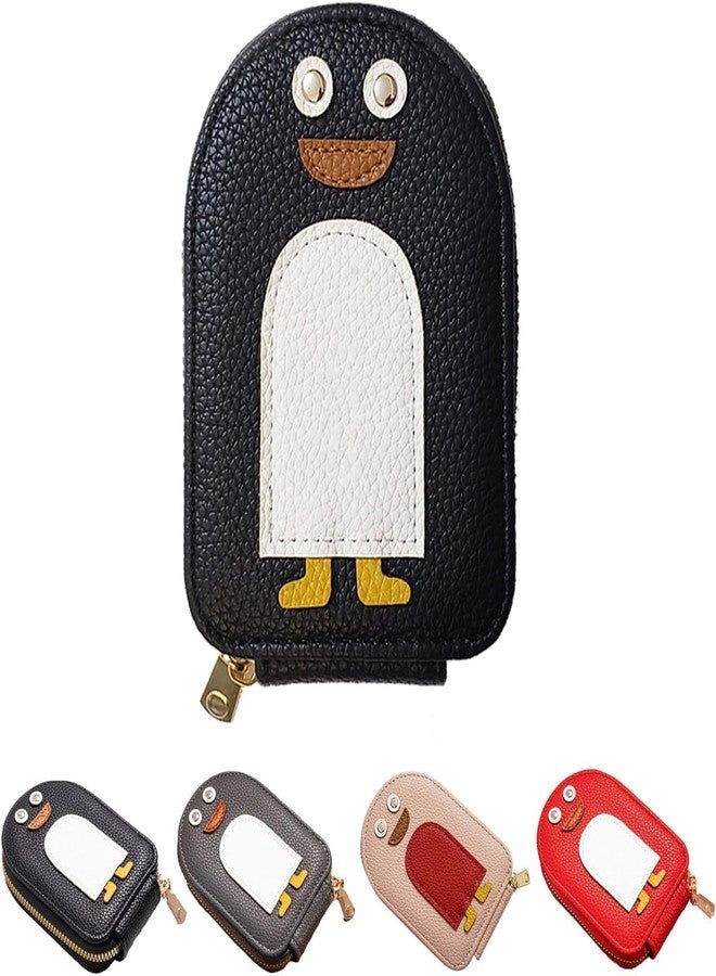Cute Cartoon Mini Zipper Wallet for Women & Girls | Adorable Character Coin Purse with Zip Closure | Compact PU Leather Cartoon Card & Coin Wallet (Black) - Image 4