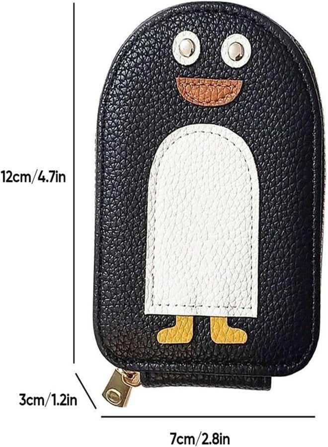 Cute Cartoon Mini Zipper Wallet for Women & Girls | Adorable Character Coin Purse with Zip Closure | Compact PU Leather Cartoon Card & Coin Wallet (Black) - Image 5