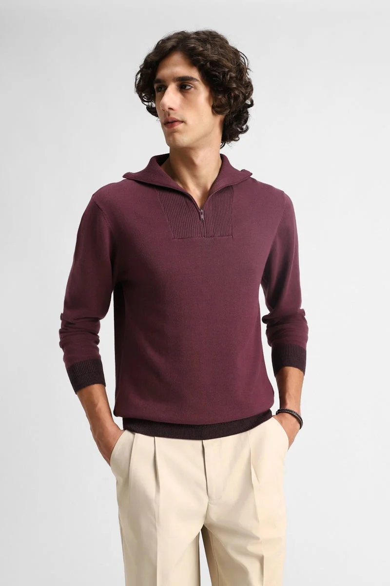 SNITCH 100% Cotton Regular Fit Zipper Sweater