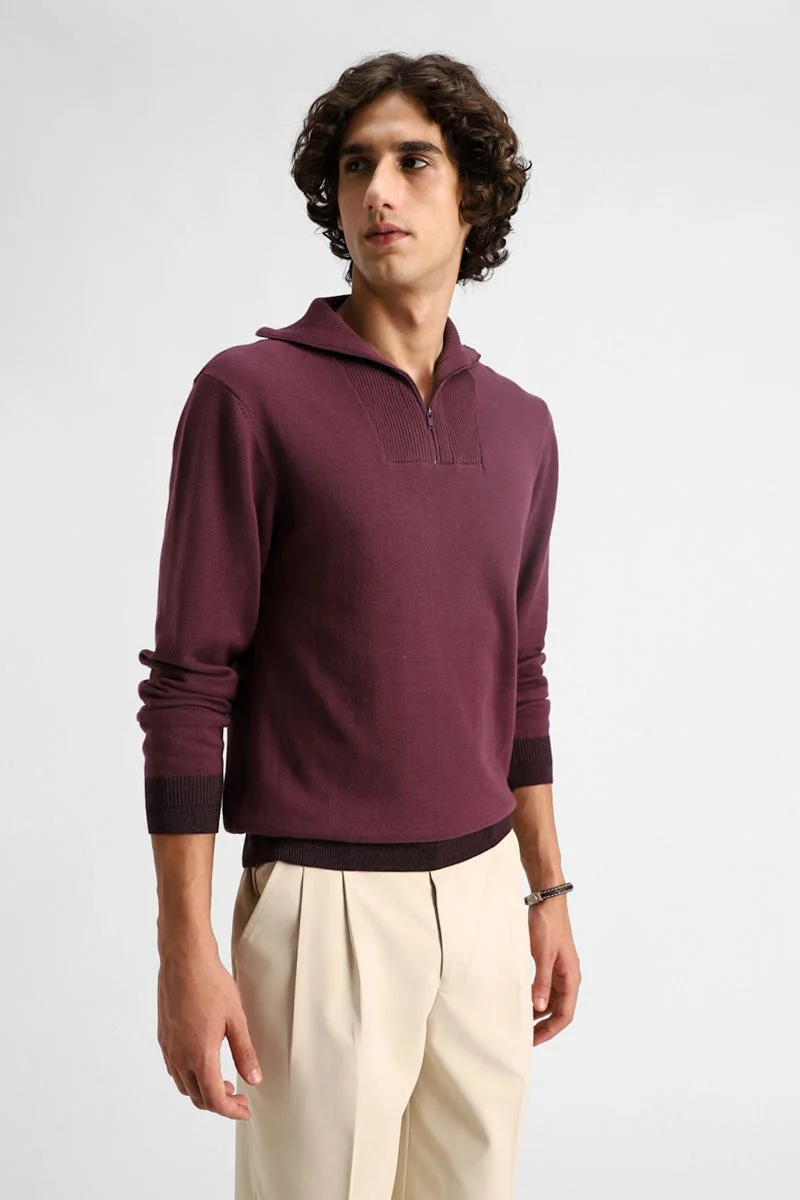 SNITCH 100% Cotton Regular Fit Zipper Sweater