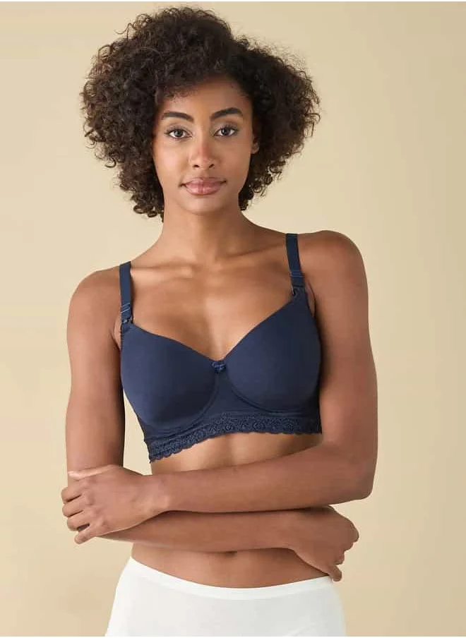 سبلاش فيڤ Lace Detail Solid Nursing Bra with Hook and Eye Closure