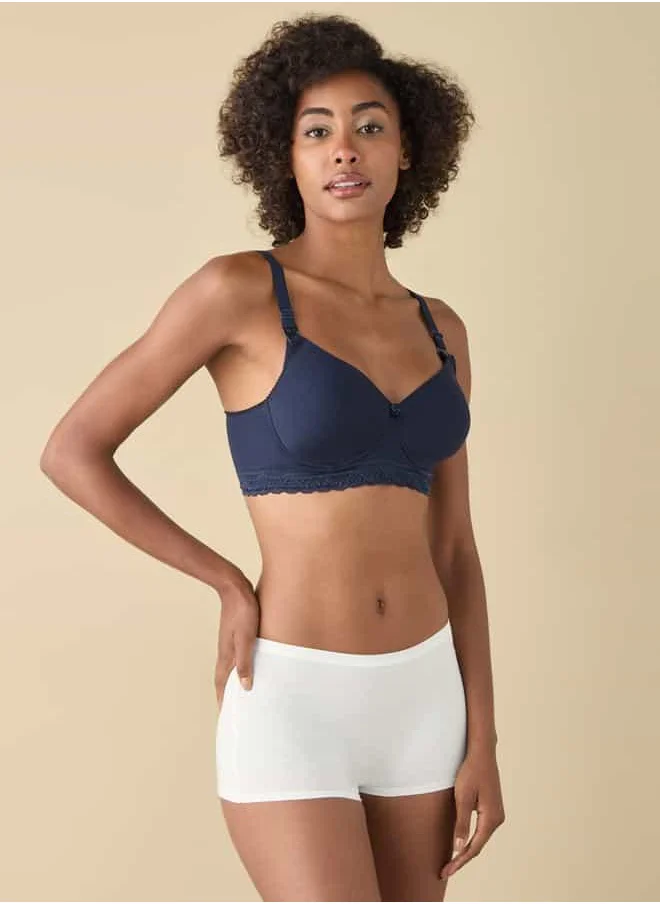 سبلاش فيڤ Lace Detail Solid Nursing Bra with Hook and Eye Closure