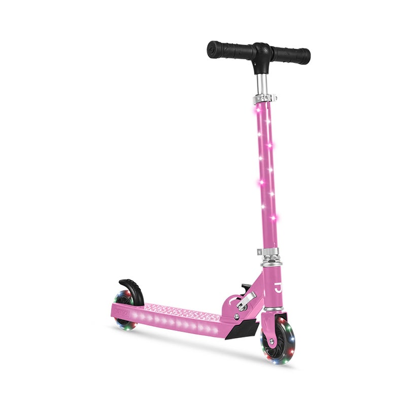 Jetson Scooters - Jupiter Kick Scooter (Pink) - Collapsible Portable Kids Push Scooter - Lightweight Folding Design with High Visibility RGB Light Up LEDs on Stem, Wheels, and Deck - Image 3