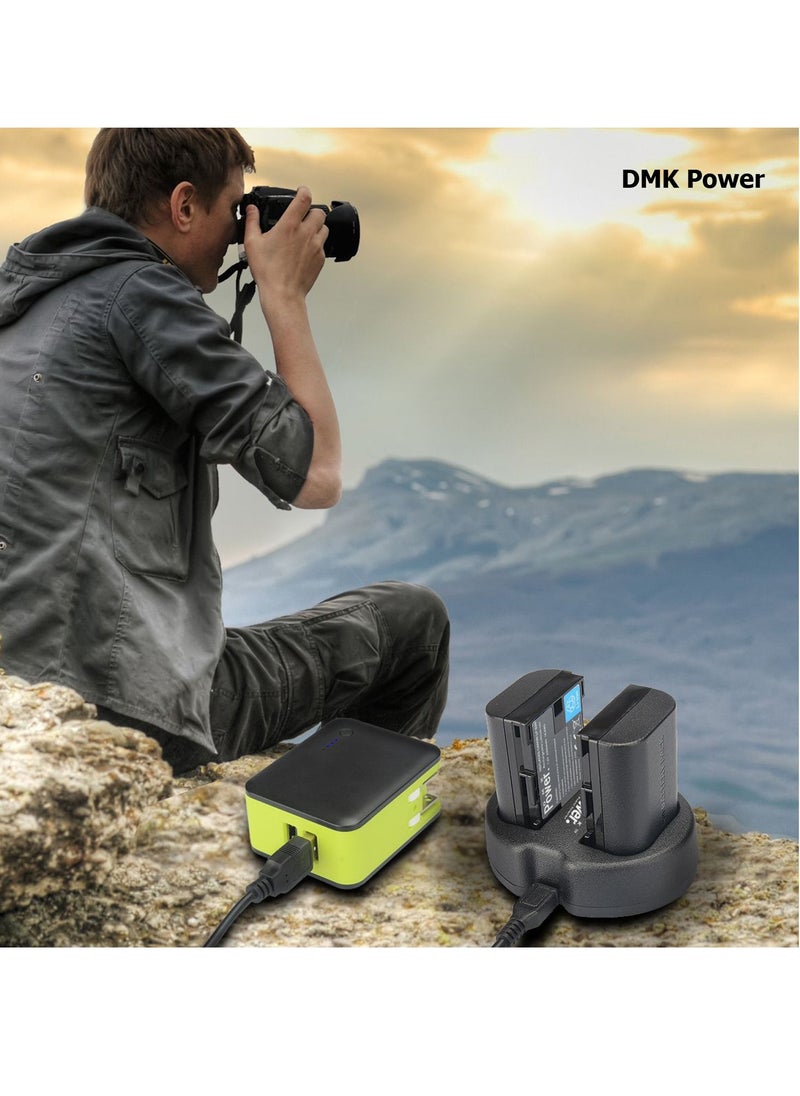 DMK Power LP-E6 LP E6N Rechargeable Battery Charger 2Pack 2300mAh and 1 x Dual USB Charger Compatible with Canon 80D 70D 60D 6D Mark II 7D Mark II 5D Mark II III IV EOS 5Ds 5D2 5D3 5DSR 5D4