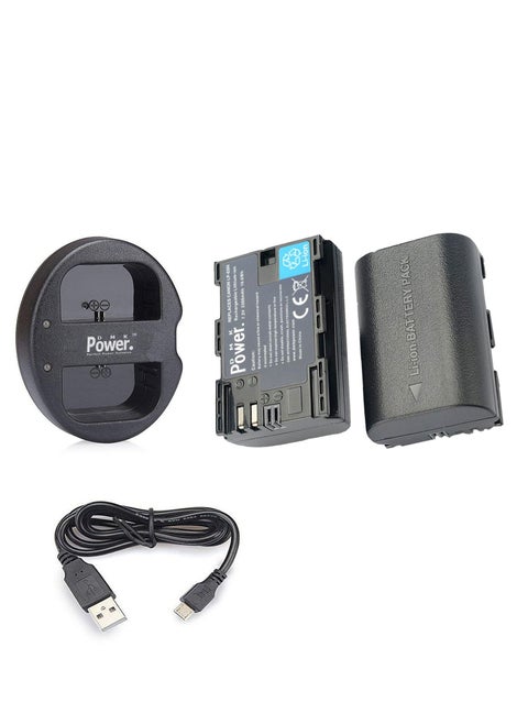 DMK Power LP-E6 LP E6N Rechargeable Battery Charger 2Pack 2300mAh and 1 x Dual USB Charger Compatible with Canon 80D 70D 60D 6D Mark II 7D Mark II 5D Mark II III IV EOS 5Ds 5D2 5D3 5DSR 5D4