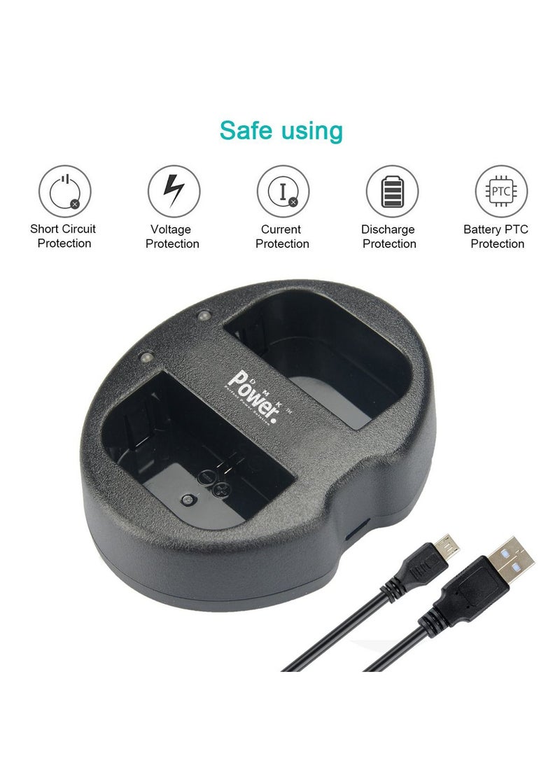 DMK Power LP-E6 LP E6N Rechargeable Battery Charger 2Pack 2300mAh and 1 x Dual USB Charger Compatible with Canon 80D 70D 60D 6D Mark II 7D Mark II 5D Mark II III IV EOS 5Ds 5D2 5D3 5DSR 5D4