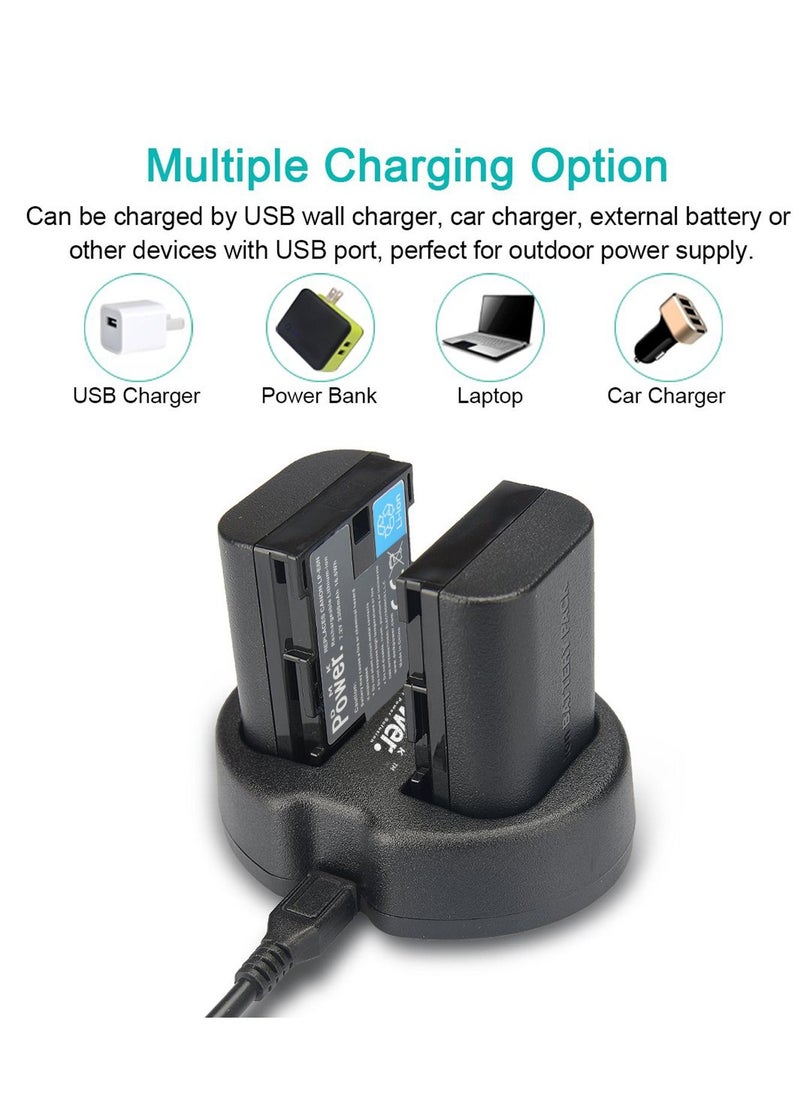 DMK Power LP-E6 LP E6N Rechargeable Battery Charger 2Pack 2300mAh and 1 x Dual USB Charger Compatible with Canon 80D 70D 60D 6D Mark II 7D Mark II 5D Mark II III IV EOS 5Ds 5D2 5D3 5DSR 5D4