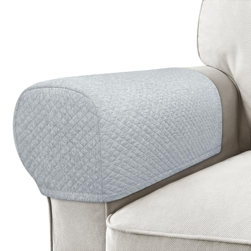 Roytub Stretch Couch Arm Covers Breathable Armrest Cover for Sofas and Chairs Armrest Cover Keep Home Clean ScratchResistant Sofa Arm Covers Protect and Decorate Your SofaMedium Light Gray 2PCS - Image 1