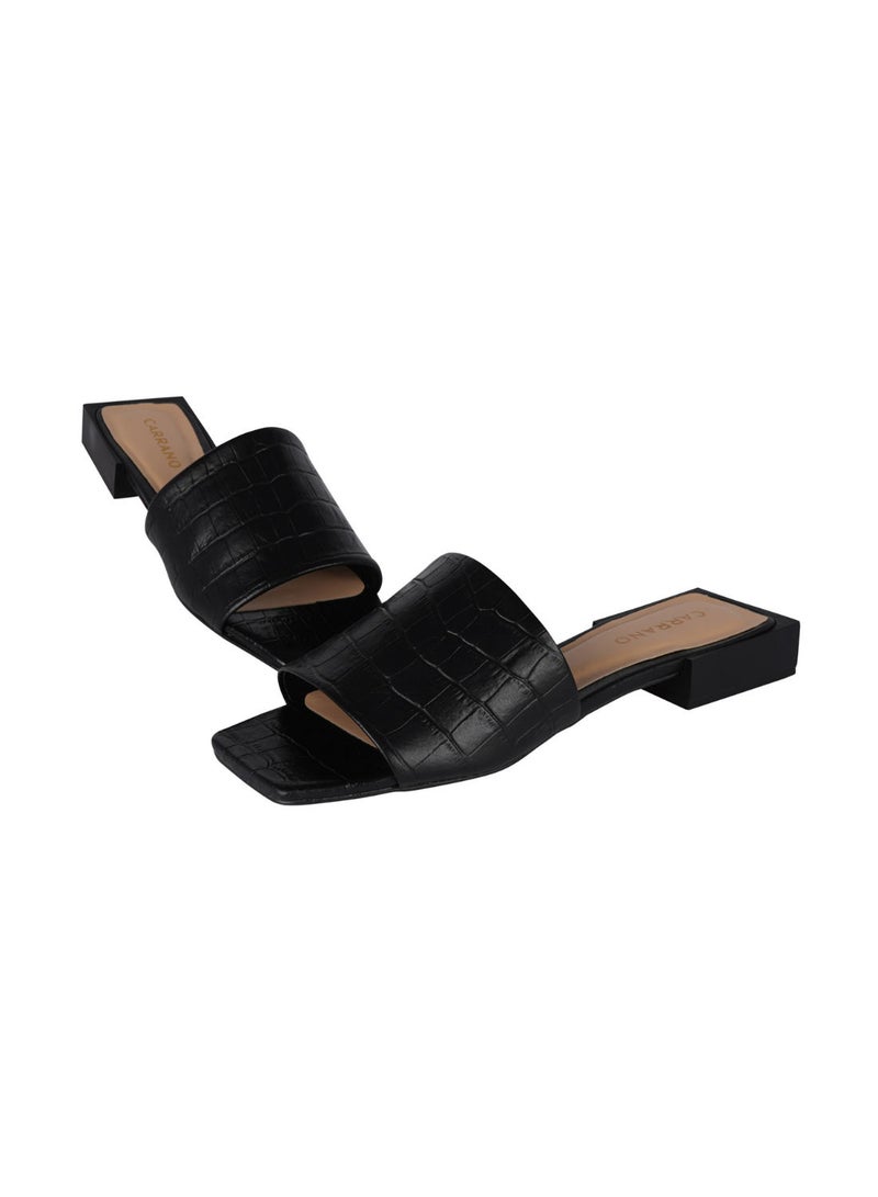 Carrano Ladies Open Mule Low Heel Croco Print Leather 468001 Pint0102 - Image 2