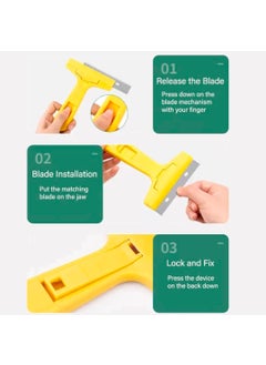 Inditrust Inditrust Razor Portable Scrapper and 3 Blade with ABS Plastic Handle Tool to Remove Silicone Paint Stains Floor Tile Grout Remover Mirror Glass Window Cleaning Device Wiper Scraper  - Image 4