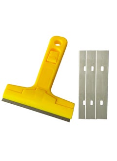 Inditrust Inditrust Razor Portable Scrapper and 3 Blade with ABS Plastic Handle Tool to Remove Silicone Paint Stains Floor Tile Grout Remover Mirror Glass Window Cleaning Device Wiper Scraper  - Image 1