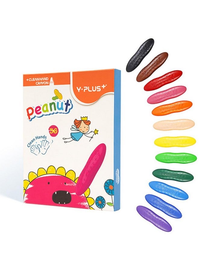 YPlus Peanut Crayons for Toddlers, 36 Colors Non-Toxic Crayons for Kids Ages 2-4, Easy to Hold Washable Toddler Crayons, Coloring Art Supplies Toys