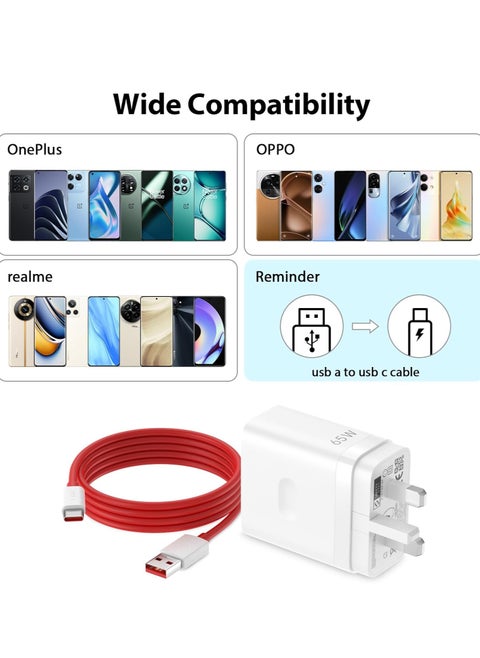 For OnePlus Charger,SuperVooc 80W for OnePlus Warp Charger,Warp Charger Type C for One Plus 13/12/12R//11/10/9/Nord Nord 3 2T CE 4 3 2 Lite /Ace 4 3, 3.3ft Type-C Warp Charging Cable