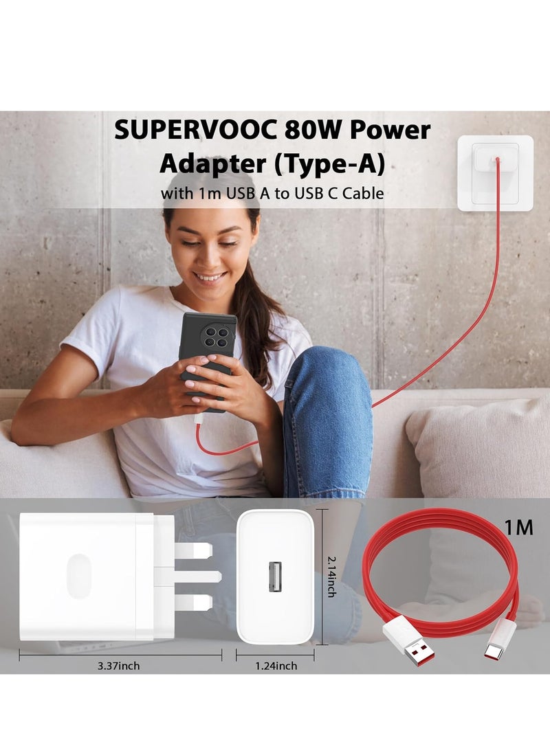 Generic - For OnePlus Charger,SuperVooc 80W for OnePlus Warp Charger,Warp Charger Type C for One Plus 13/12/12R//11/10/9/Nord Nord 3 2T CE 4 3 2 Lite /Ace 4 3, 3.3ft Type-C Warp Charging Cable - Image 1