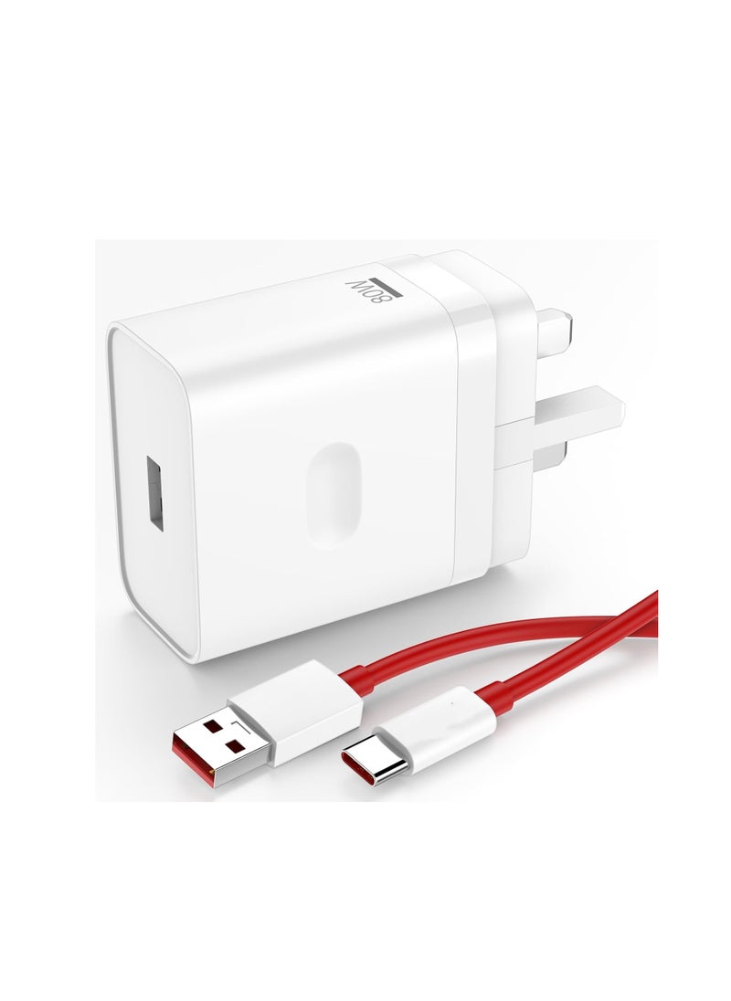 Generic - For OnePlus Charger,SuperVooc 80W for OnePlus Warp Charger,Warp Charger Type C for One Plus 13/12/12R//11/10/9/Nord Nord 3 2T CE 4 3 2 Lite /Ace 4 3, 3.3ft Type-C Warp Charging Cable - Image 1