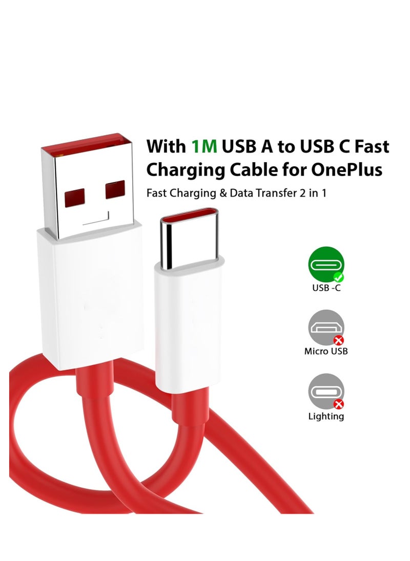 Generic - For OnePlus Charger,SuperVooc 80W for OnePlus Warp Charger,Warp Charger Type C for One Plus 13/12/12R//11/10/9/Nord Nord 3 2T CE 4 3 2 Lite /Ace 4 3, 3.3ft Type-C Warp Charging Cable - Image 1