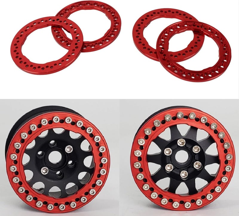 فيجبي حلقات قفل الخرز الألومنيوم من RiToEasysports لسيارة Axial SCX10 90046، إكسسوارات عجلات سيارات RC بمقياس 1/10، قطر خارجي 2 بوصة، 4 قطع مع 96 برغيًا - Image 2