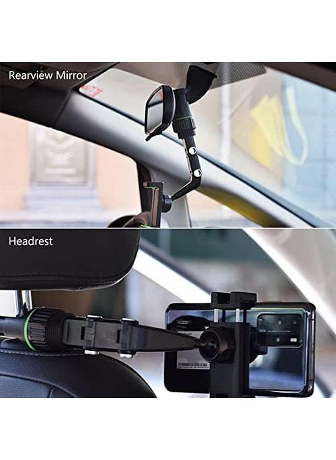 erorex - Showway 360 Degree Rotating Rearview Mirror Multifunctional Car Phone Holder Gps Navigation Adjustable Support Hanging Clip Bracket Cell Phone Holder For 4.0 6.1 Inch Mobile Gray - Image 1