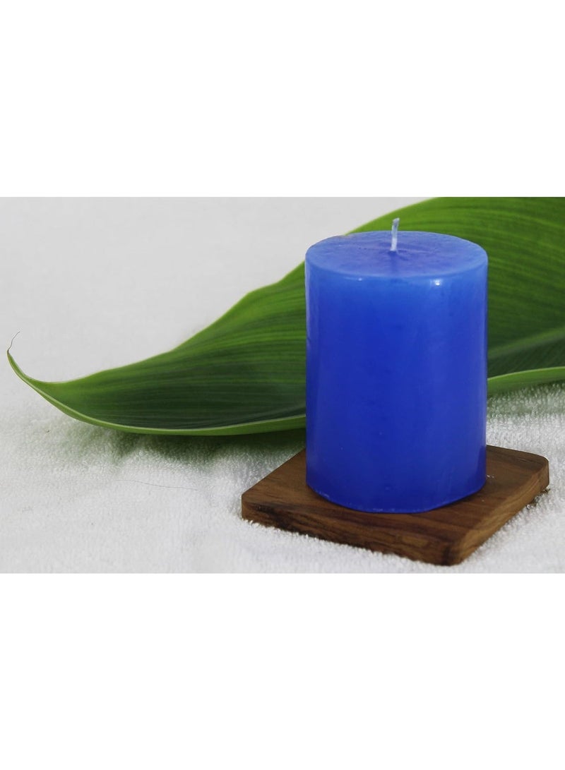 atorakushon Blue Pillar Candles 3 Inches Long Scented Smokeless Candle Set of 1 Clean Burning Household Dinner Table Perfect for Weddings Parties - Image 2