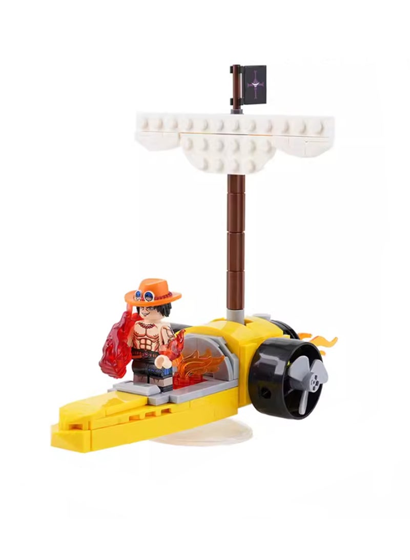Children's Cartoon Pirate Series Small Particle Puzzle Building Blocks (Ace and flamethrower boat 136Pcs) - Image 1