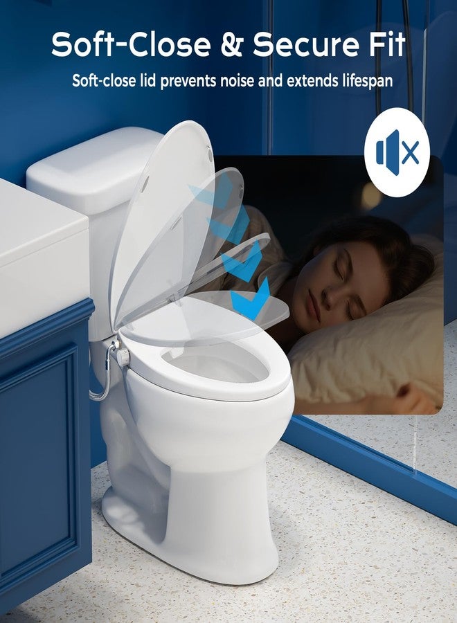 Clirass Elongated Bidet Toilet Seat - Non-Electric, Slow-Close Lid, Adjustable Water Pressure, Self-Cleaning Dual Nozzles for Frontal & Rear Wash - Hygienic Fresh Water Bidet Seat with Brass Inlet (Elongated) - Image 4
