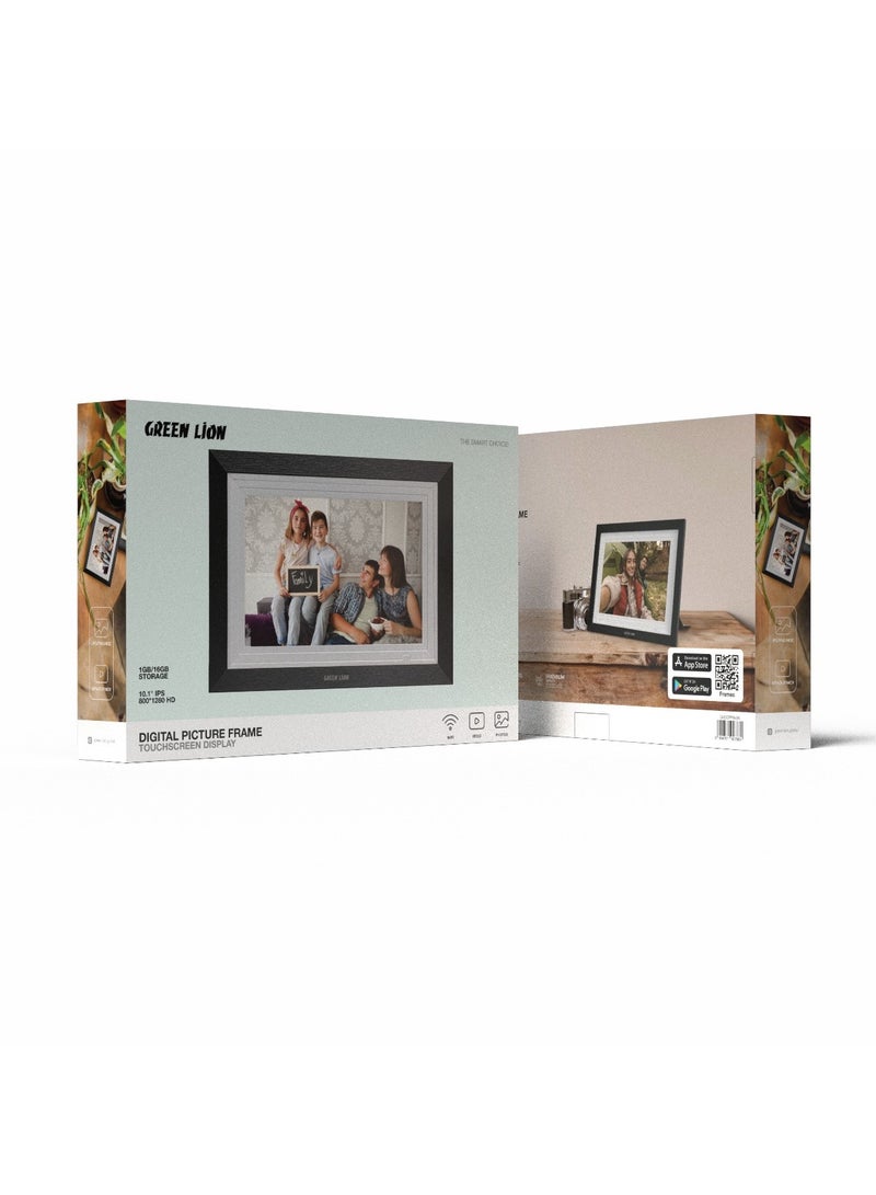 GREEN LION Digital Picture Frame Touch Screen Display 10.1 Inch with 1GB RAM and Wifi Compatibility / JPG / PNG / HEIC / MP4 / 3GP / MOV / Picture and Video Playing / Picture and Video Playing - Black  - Image 3