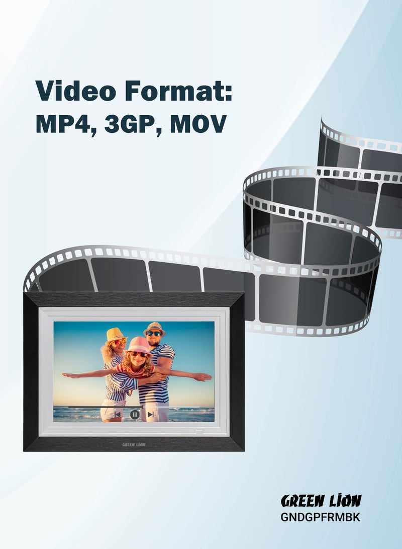 GREEN LION Digital Picture Frame Touch Screen Display 10.1 Inch with 1GB RAM and Wifi Compatibility / JPG / PNG / HEIC / MP4 / 3GP / MOV / Picture and Video Playing / Picture and Video Playing - Black - Image 2