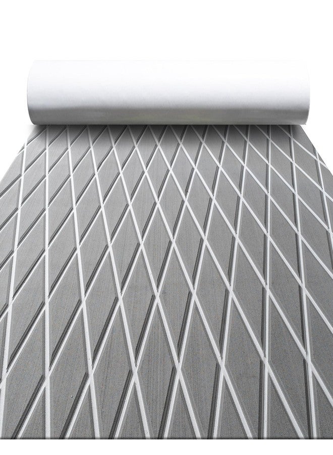 FOCEAN Boat Floor Eva Foam Boat Decking Marine Mat Non-Slip Self Adhesive Floor Sheet for Motor Boat Jon Boat Pools, 94.5'' X 15.7'', Grey with White Lines - Image 1