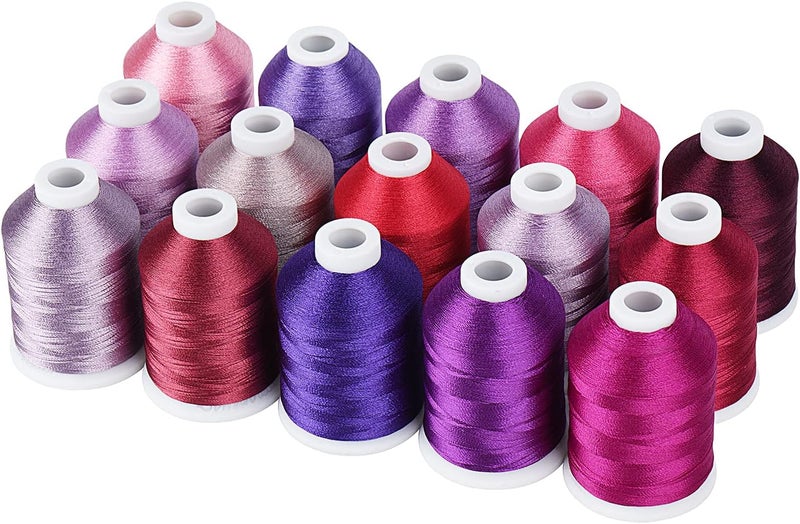 simthread Machine Embroidery Thread with Storage Box 1000M (1100Y) Polyester 20 Options 15 Spools Set for Embroidery Sewing Machine (Purple) - Image 2