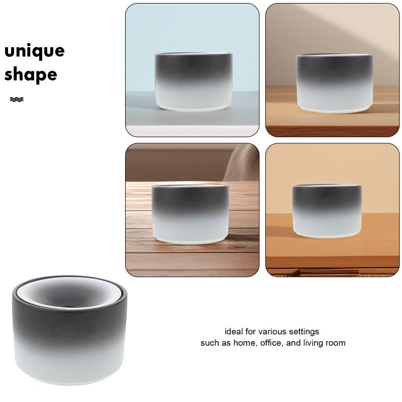 حامل رماد داخلي كبير بدون دخان من السيراميك الأسود والأبيض بغطاء لسطح المكتب - Image 4