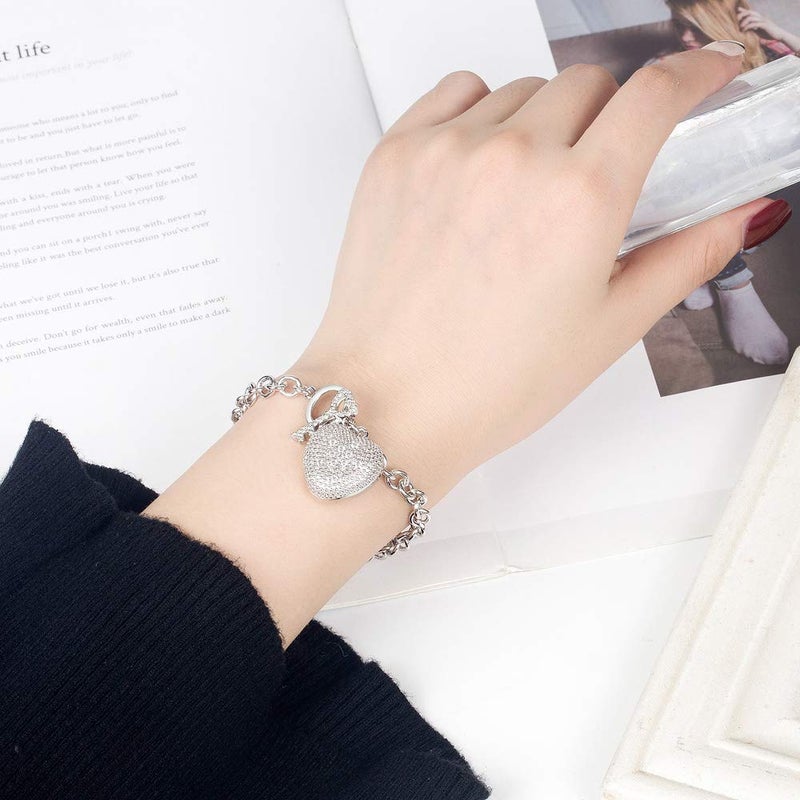 Dankadi New Products Women's 925 Sterling Silver Bracelet Fine Jewelry Shining Heart Bracelet 6 "7" 8 "Solid Silver Accessories Birthday Party Gift (7) - Image 4