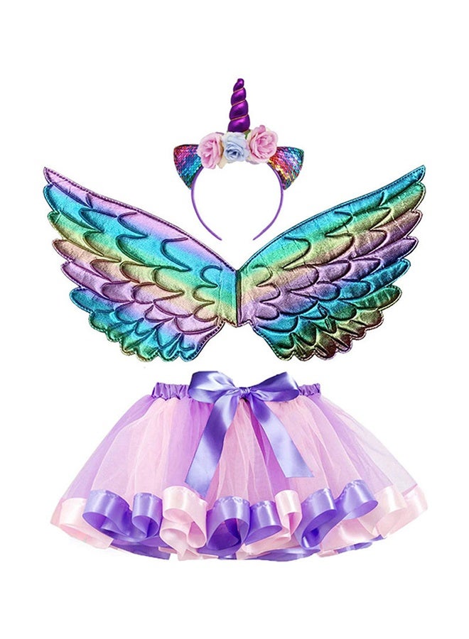 3-Piece Cosplay Inspired Cotton Polyester Rainbow Birthday Party Outfit - Image 1