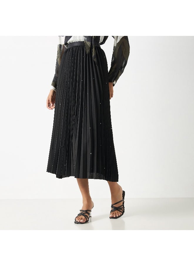 Iconic Iconic Embellished Pleated A-line Midi Skirt  - Image 4