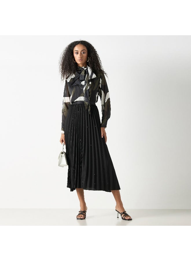 Iconic Iconic Embellished Pleated A-line Midi Skirt  - Image 2