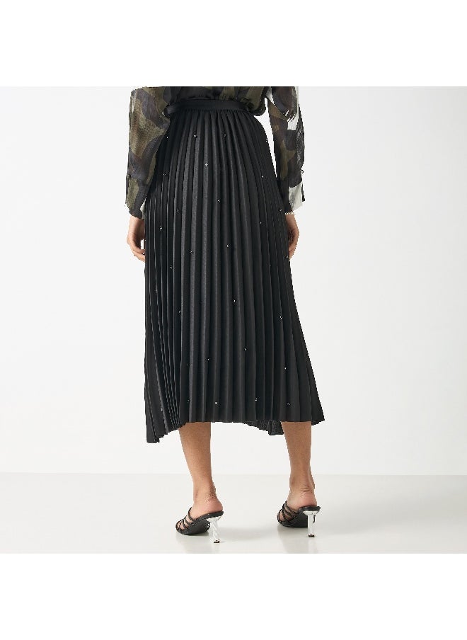Iconic Iconic Embellished Pleated A-line Midi Skirt  - Image 3