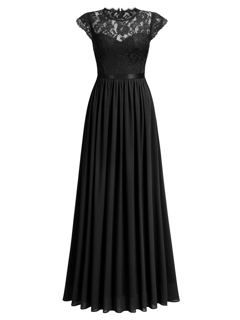 Miusol Women's Formal Floral Lace Evening Party Maxi Dress Black - Image 5