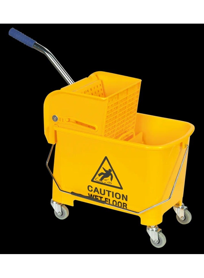 DubaiGallery Single Bucket Down Press Wringer Mop Trolley, Mini Mop Bucket Wringer Trolley - 20 Liter - Yellow  - Image 3