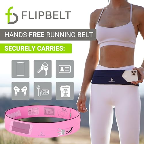 FlipBelt Classic Running Belt, Running Fanny Pack for Women and Men, USA Company - [Girly Pop Pink] - [Medium] - Image 2