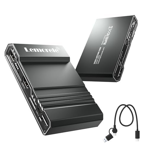 Lemorele Video Capture Card,4K 60fps Ultra-Low Latency Output, USB-C（Capture） with Mic/Line Input Audio Interfaces, It is Compatible with Switch, PS4, PS5, Laptops, Phone, PCs, and Macs - Image 1