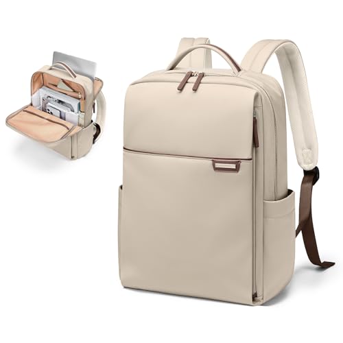GOLF QUALITY Laptop Backpack for Women, Work Business Traval Computer Backpacks with Laptop Compartment Waterproof Casual Daypack for Travel College,16Inch,Apricot - Image 1