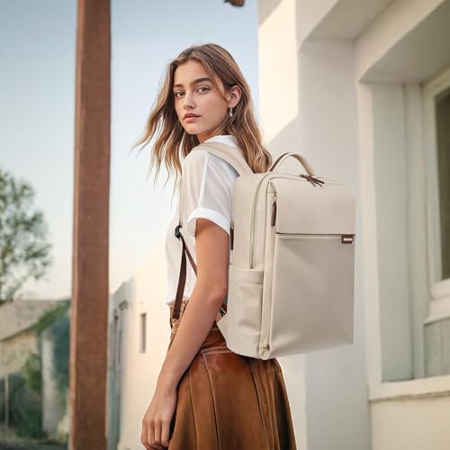 GOLF QUALITY Laptop Backpack for Women, Work Business Traval Computer Backpacks with Laptop Compartment Waterproof Casual Daypack for Travel College,16Inch,Apricot - Image 2