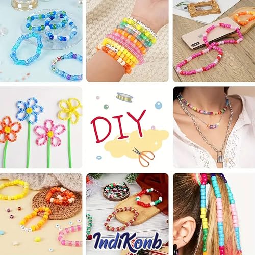 INDIKONB Pony Plastic Beads | Pastel Multicolor, 300 Round Beads for Hair Accessories, Phone Charms, Kids' Jewelry - Image 2
