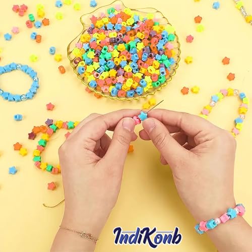 INDIKONB Pony Plastic Beads | Pastel Multicolor, 300 Round Beads for Hair Accessories, Phone Charms, Kids' Jewelry - Image 4