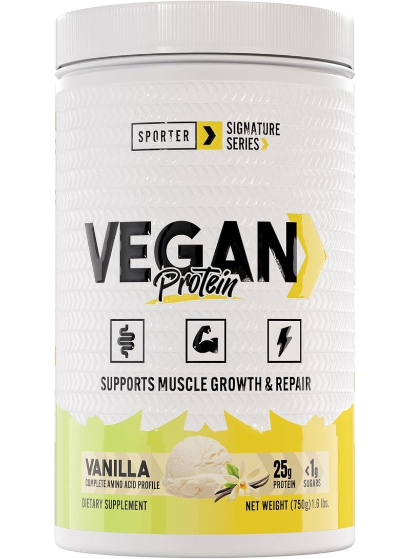Sporter Vegan Protein, Soy and Pea Protein Isolate, Plant-Based, 25g Protein, 25 Servings, 750g, Muscle Recovery (750 Grams, Vanilla) - Image 1
